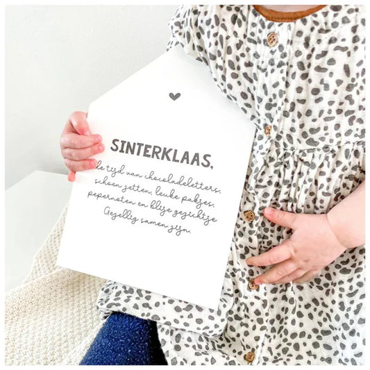 Blog: Sinterklaas cadeau ideeen op de afbeelding een voorbeeld van een woonhuisje met tekst sinterklaas