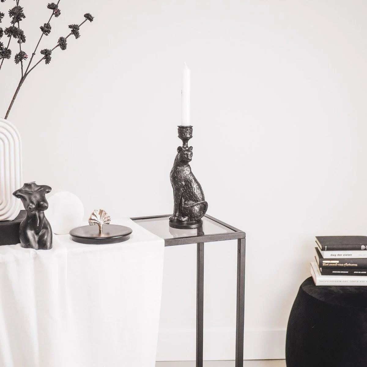 Luipaard Kaarsenhouder zwart | HV