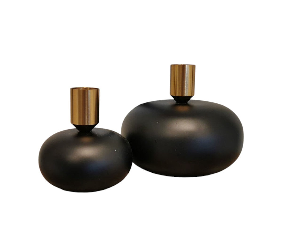 kandelaar set chique, mooie bol kandelaar in zwart goud