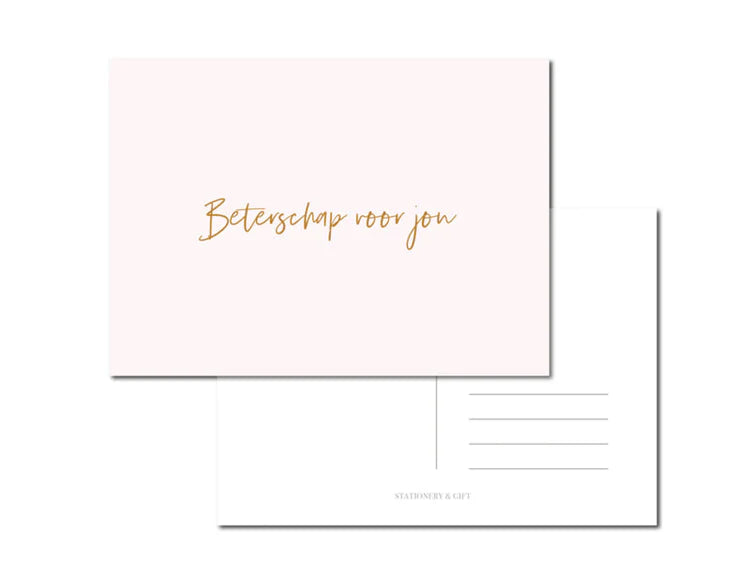 Wenskaart roze Beterschap voor jou | Stationary & Gift
