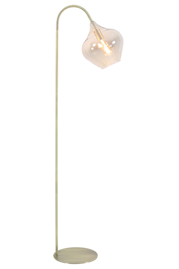 Elegante Vloerlamp RAKEL in Antiek Brons-Gerookt Glas - Luxe en Functionele Toevoeging aan elk Interieur met Verstelbare Kap.