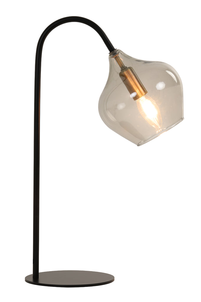 Stijlvolle Tafellamp RAKEL Mat Zwart-Gerookt Glas 28x17x50,5 cm - Een Symbool van Elegantie