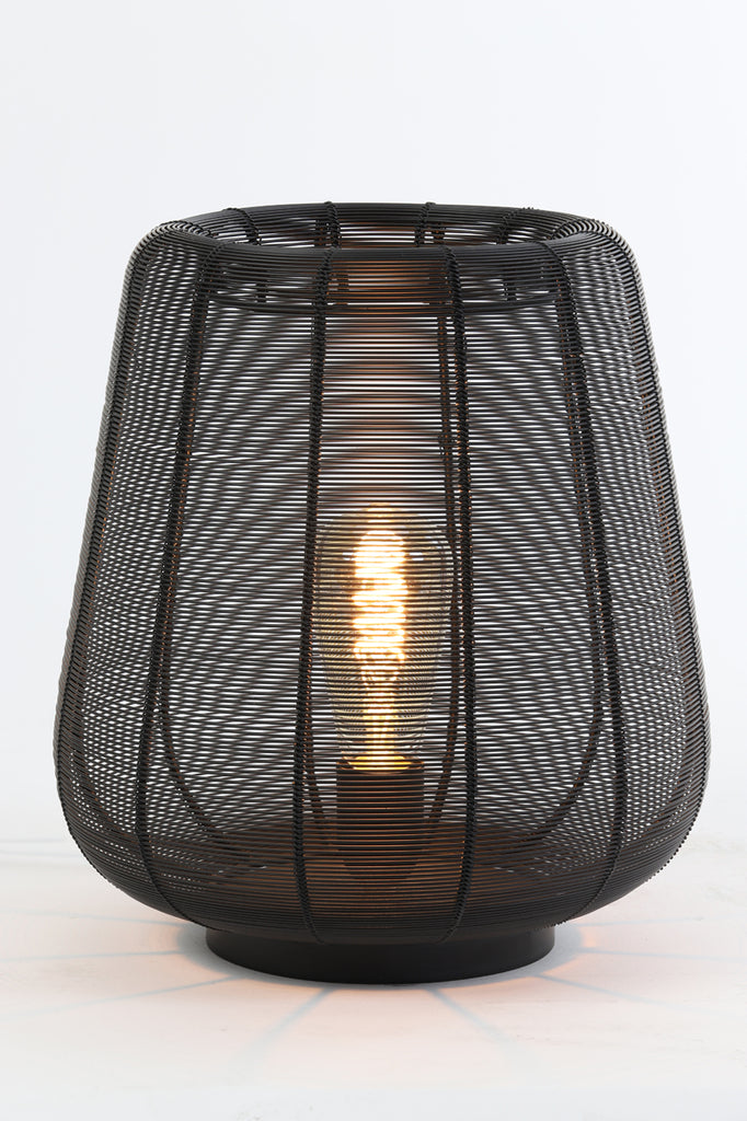 ADETA Mat Zwarte Tafellamp - Modern Ontwerp met Sfeervolle Verspreiding van Licht, Metaal, Ø29 x 31,5 cm. Ideaal voor Warme en Moderne Interieurs.