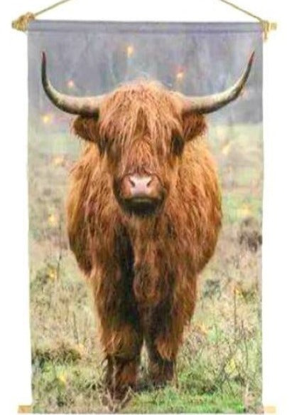 Wandkleed schotse hooglander met verlichting 40x60cm| Kerst op=op - woongeluk4you