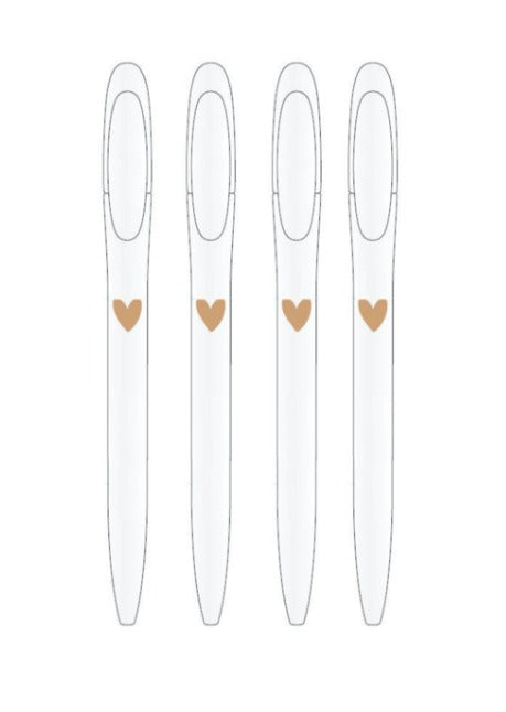Pennen Set White with a Golden Heart | Stationarygift - woongeluk4you