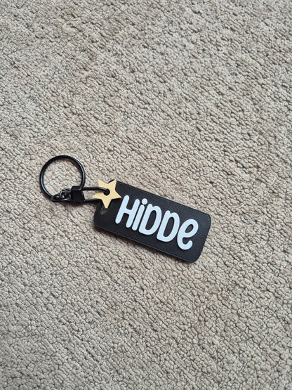 Sleutelhanger met naam Hidde en ringsluiting 
