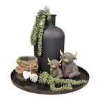 Complete Woondecoratie Set Schotse Hooglander – Zwart Dienblad & Vaas