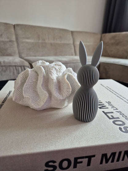 3D geprint decoratie paashaas grijs 11 cm