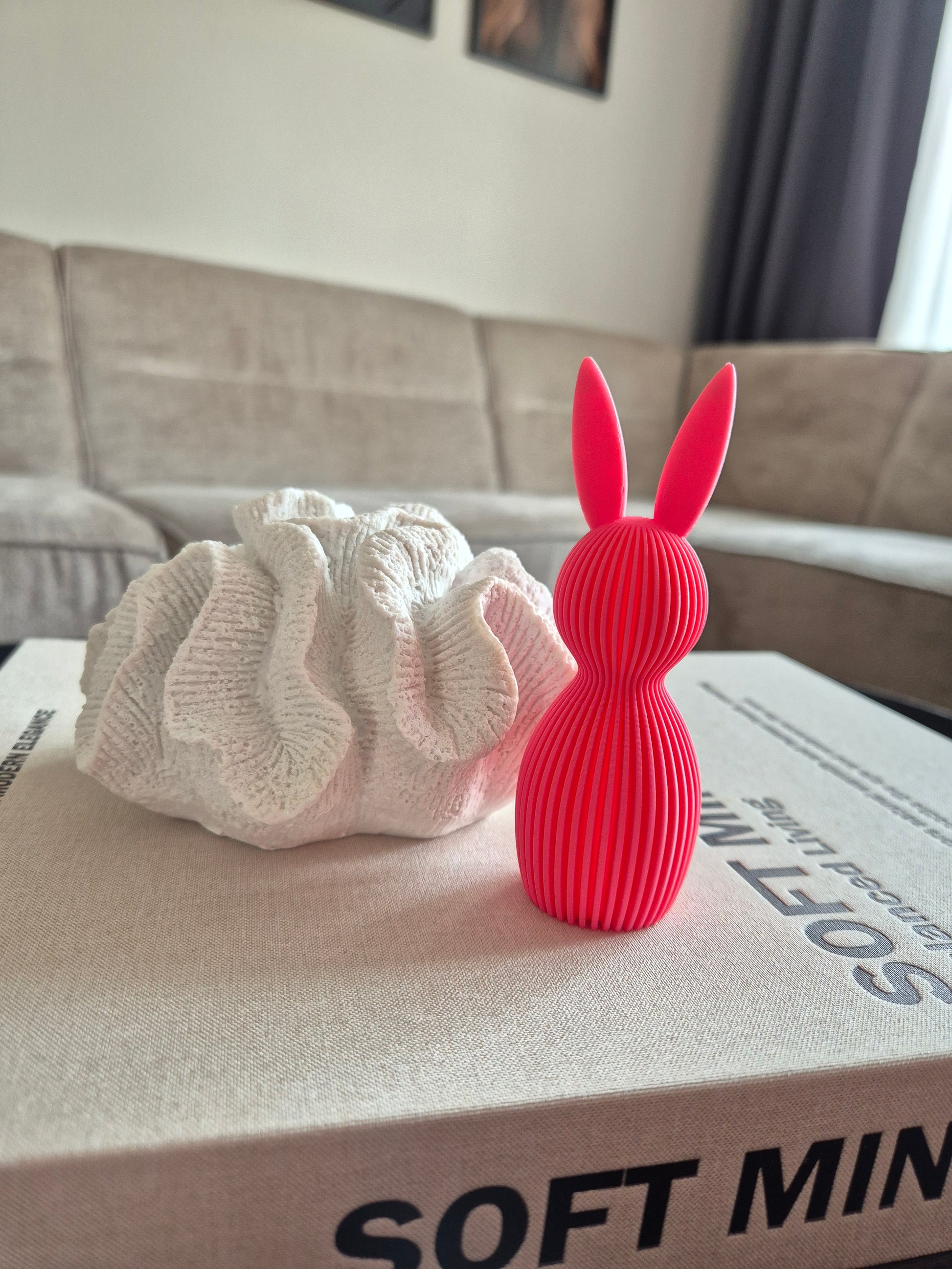 3D geprint decoratie paashaas roze 11cm