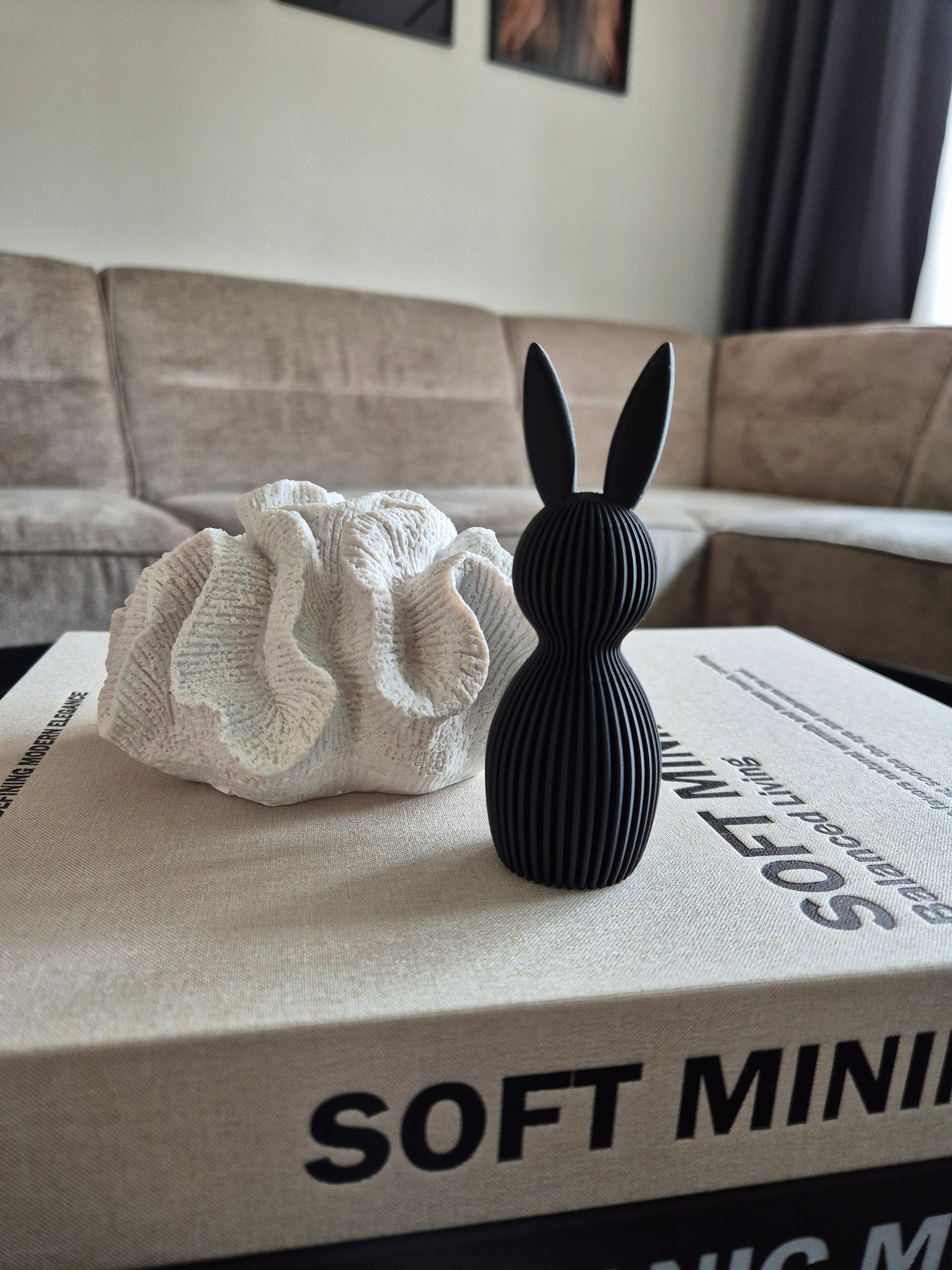 3D geprint decoratie paashaas zwart 11 cm