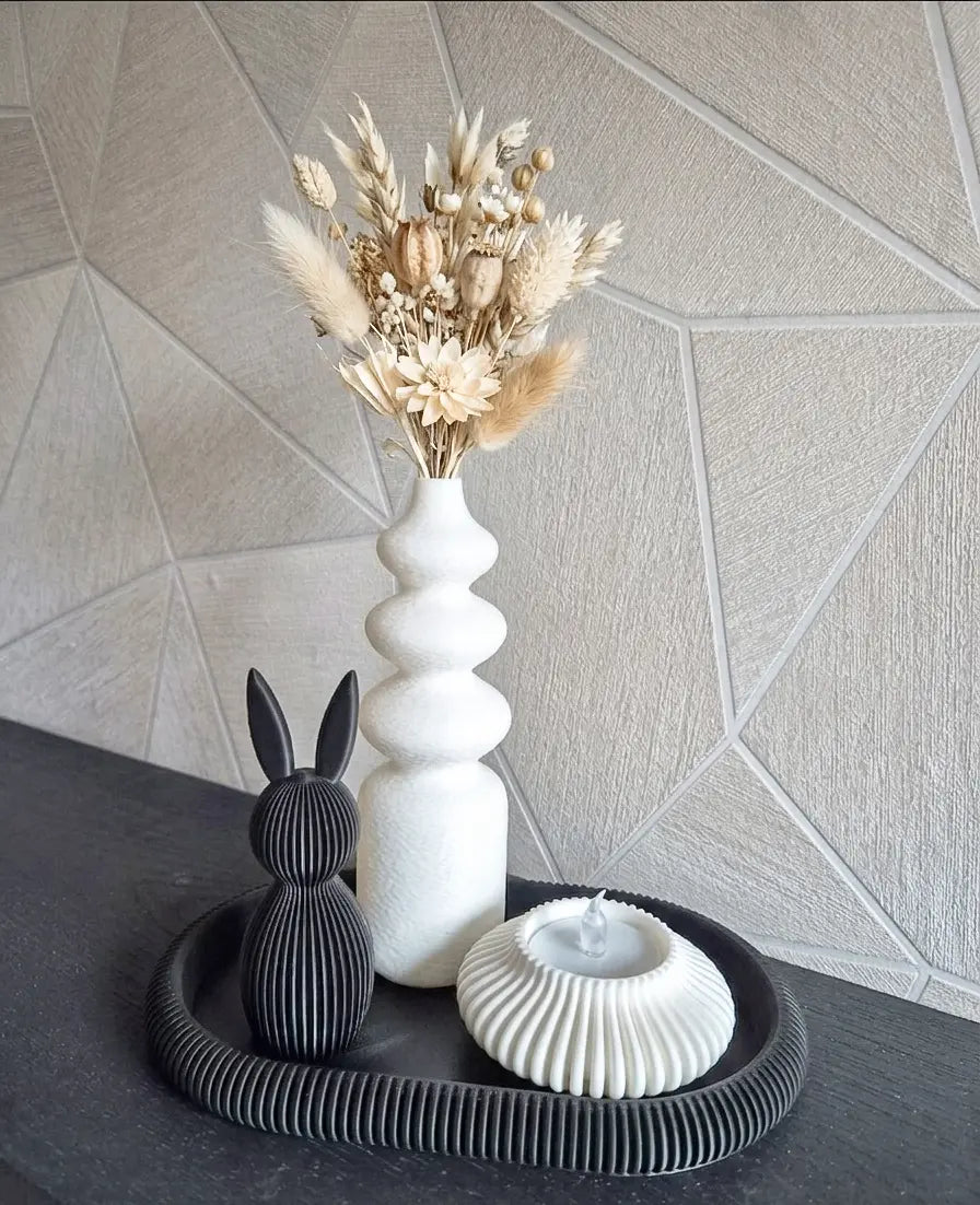3d geprint japandi tray zwart in sfeerbeeld