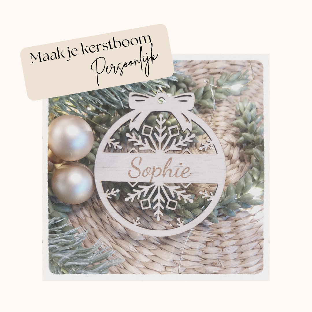 Houten kerstbal met naam | Woongeluk4you
