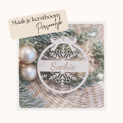 Houten kerstbal met naam | Woongeluk4you