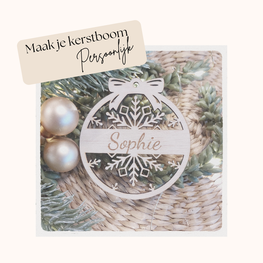 Houten kerstbal met naam | Woongeluk4you