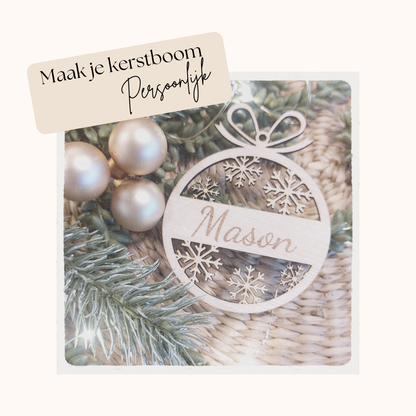 Houten kerstbal met naam | Woongeluk4you
