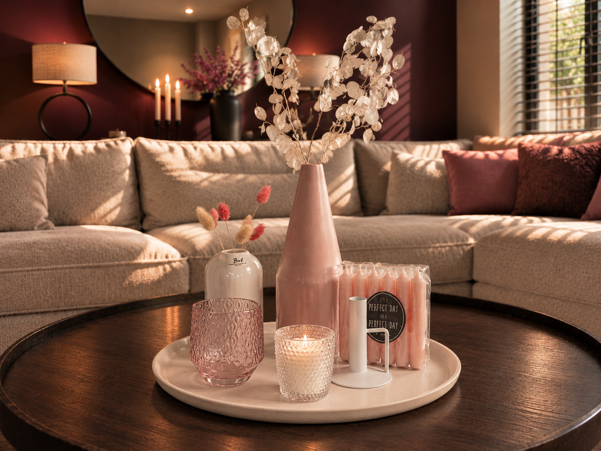 Complete woonaccessoires set luxury pink