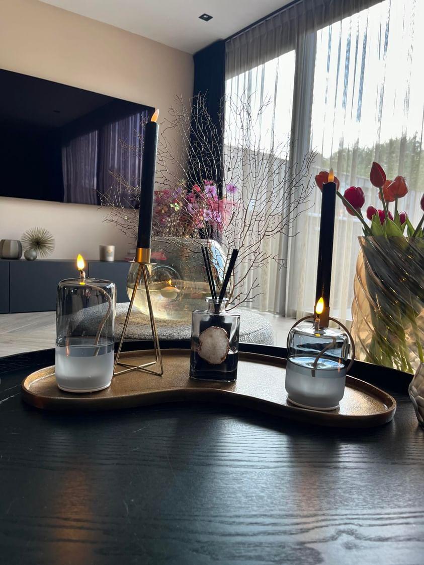 Led Olielamp smoke grey M | Mansion