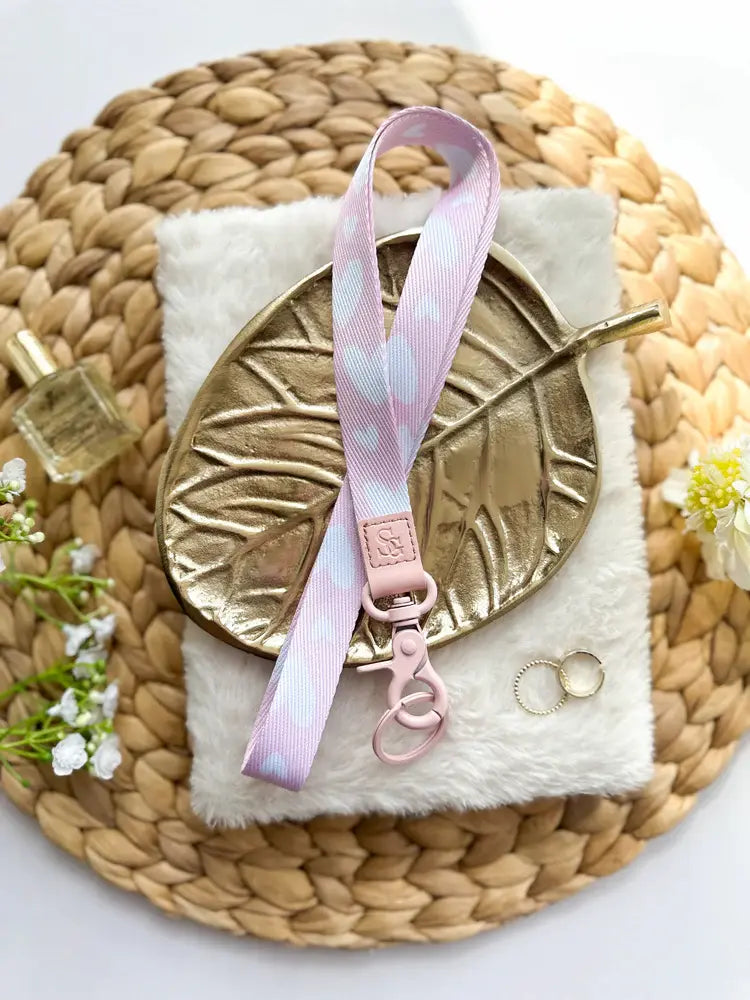 Keycord roze met hartjes stationary en gift