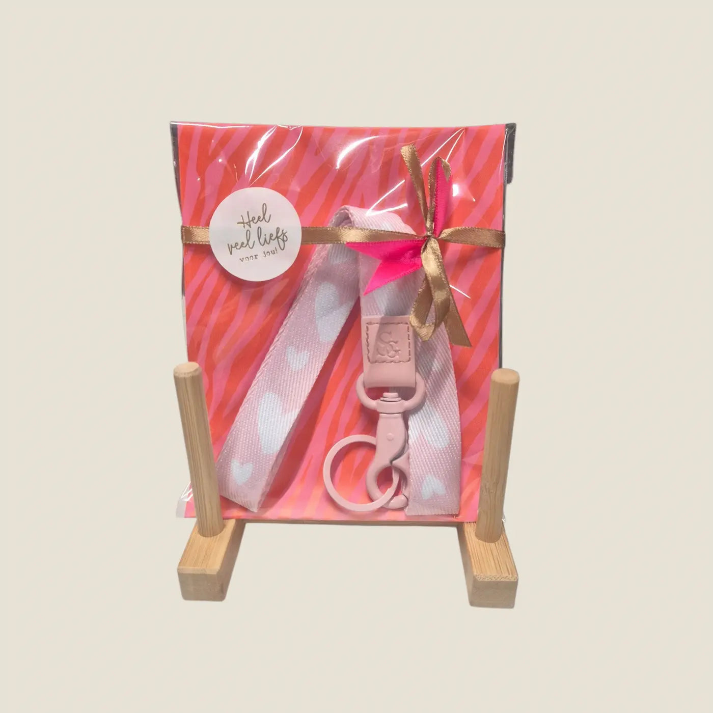 Keycord roze met hartjes cadeautje