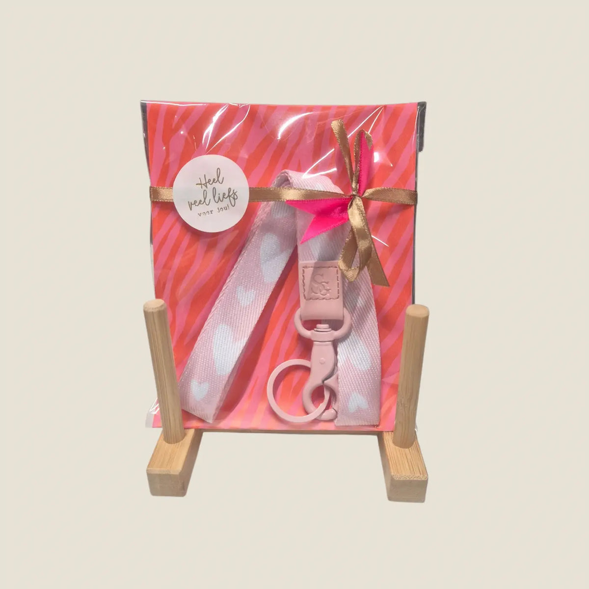 Keycord roze met hartjes cadeautje