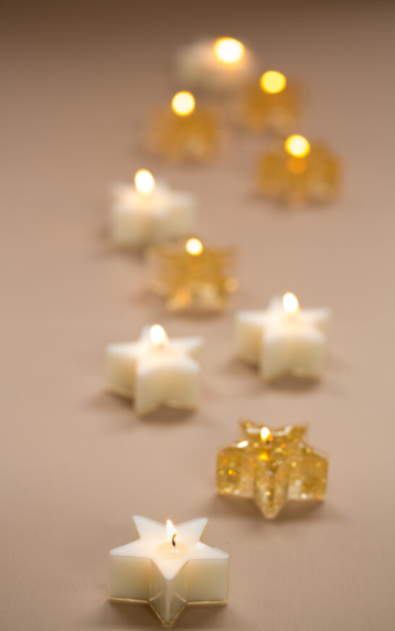 Sterrren waxine goud 5stuks | Rustik lys