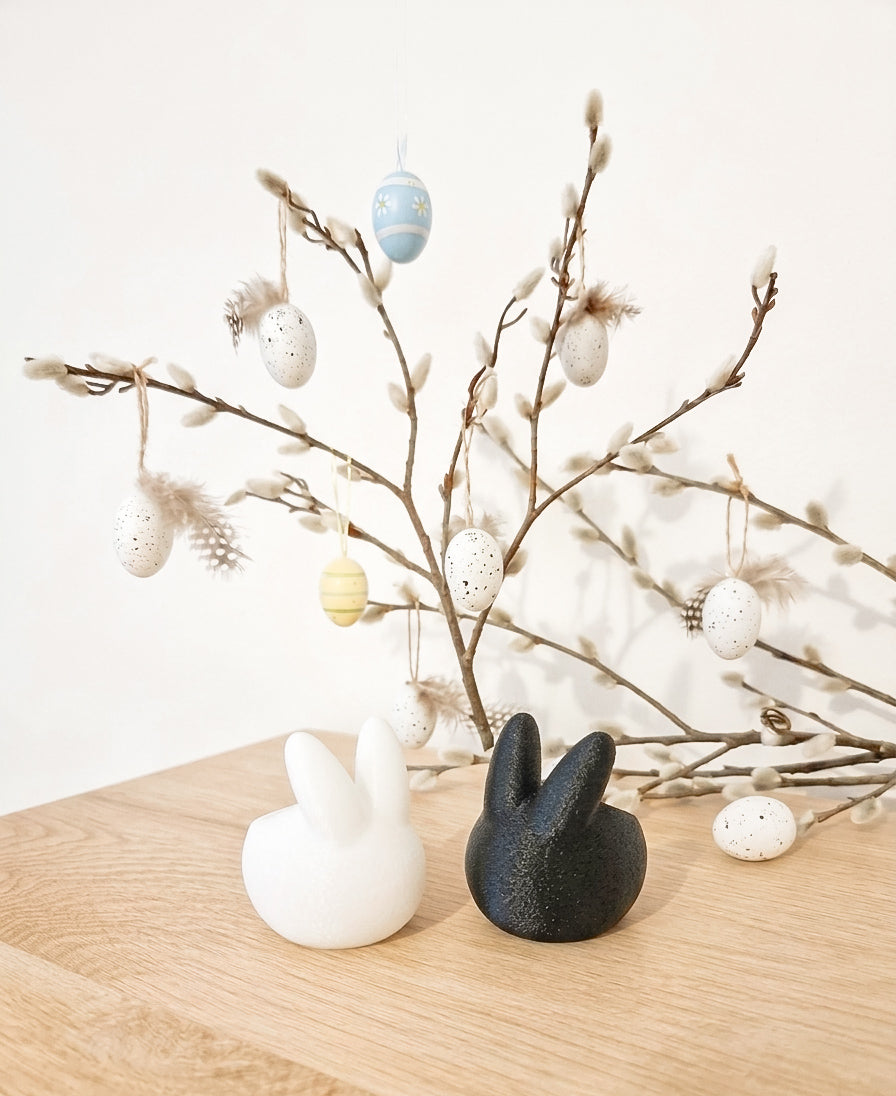 Waxinelicht set zwart en witte paashaas 3D