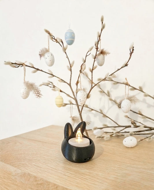 Waxinelicht 3D zwarte haas