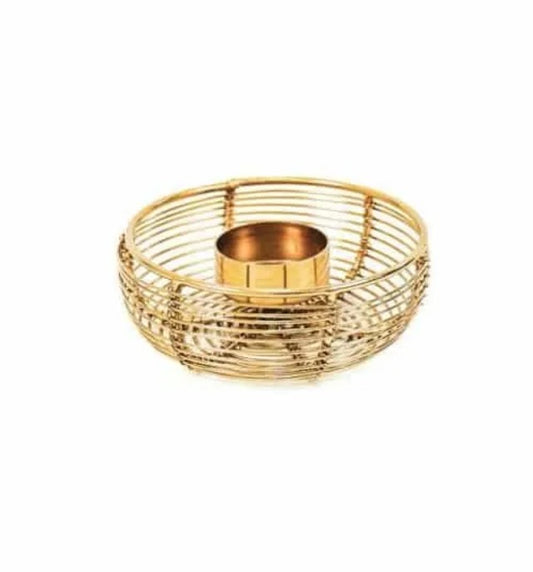 Theelichthouder draadstaal Goud | HV - woongeluk4you