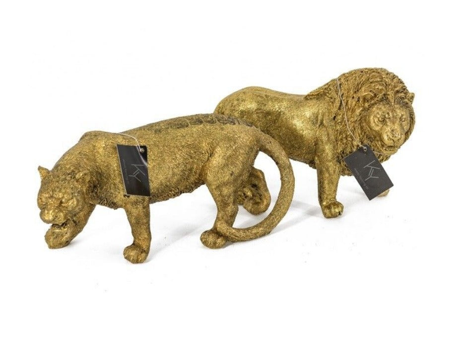 Ornament beeld Tijger goud | KY - woongeluk4you