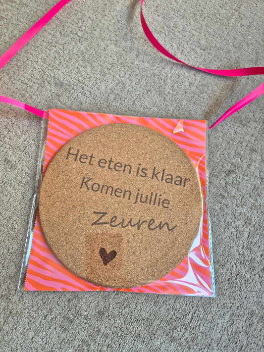 Pan onderzetter kurk | komen jullie eten