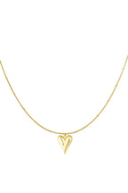 Goudkleurige bolletjes ketting met iconisch hart, gemaakt van stainless steel, duurzaam en stijlvol.