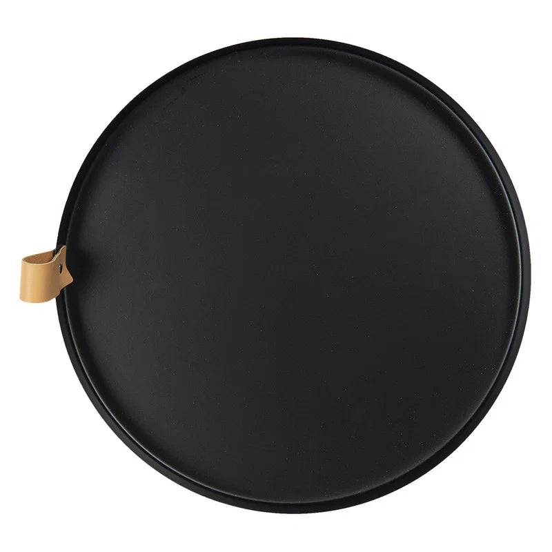 Zwart dienblad rond 30cm doorsnee Clayre en eef