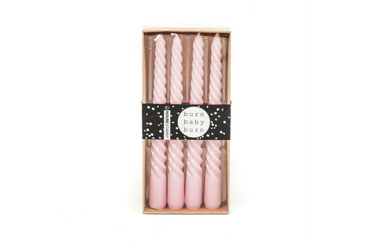 Swirl Kaarsen set van 4 Roze 20cm | HV - woongeluk4you