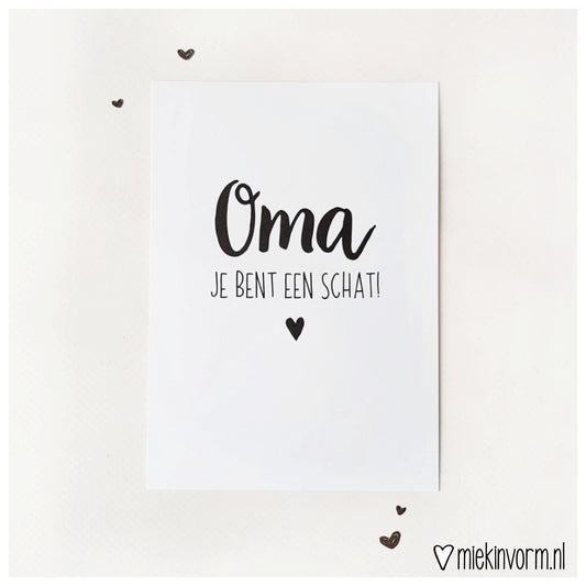 Kaart Oma je bent een schat | Miekinvorm - woongeluk4you