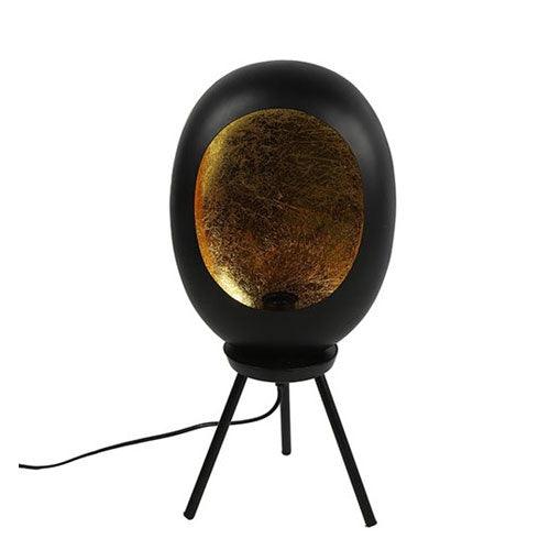 Tafellamp Candle Egg op Pootjes - Stijlvol Ontwerp in Zwart en Goud, Afmetingen: 25x14x53 cm. Gemaakt van Hoogwaardig Metaal. Perfecte Eyecatcher voor Jouw Kamer.