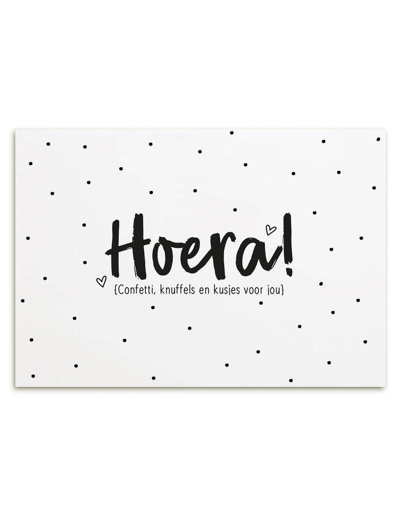 Kaart Hoera confetti knuffels & Kusjes voor jou | Zoedt - woongeluk4you